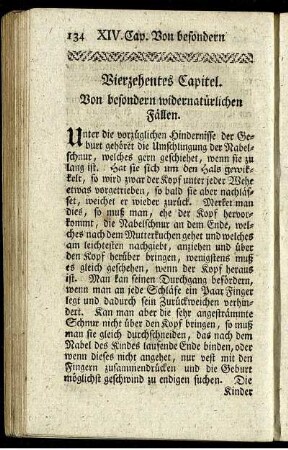 Vierzehentes Capitel. Von besondern widernatürlichen Fällen.