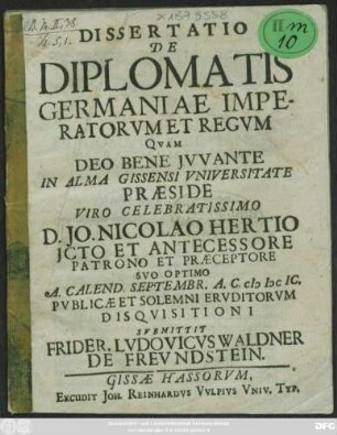 Dissertatio De Diplomatis Germaniae Imperatorum Et Regum