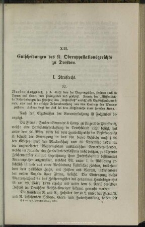 XII. Entscheidungen des K. Oberappellationsgerichts zu Dresden