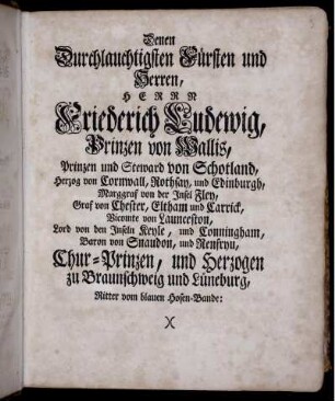 Widmung an Friederich Ludewig, Prinz von Wallis und Wilhelm Carl Henrich Friso, Prinz von Oranien