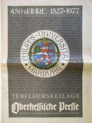 Sonderdruck der "Oberhessischen Presse" zum 450. Jahrstag der Philipps-Universität Marburg