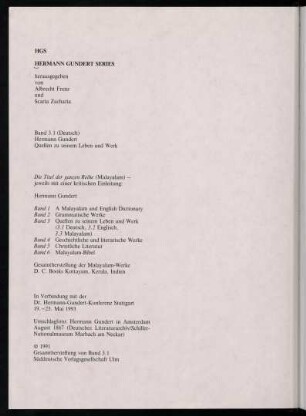 HGS. Hermann Gundert Series