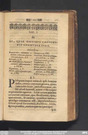 Cap. I. de Iis, Quae Omnibus Corporibus Communia Sunt.