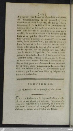 Section XII. De l' Education de la jeunesse & des Ecoles