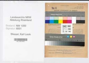Entnazifizierung Karl Louis Wessel, geb. 10.09.1901 (Zollsekretaer)