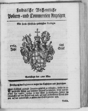 6tes Stück, Ausgabe vom 25. May 1765