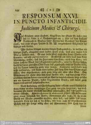 Responsum XXVI. In Puncto Infanticidii