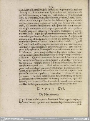 Caput XVI. De Nutritione