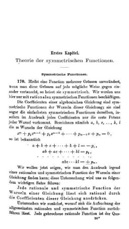 Erstes Kapitel. Therorie der symmetrischen Functionen.