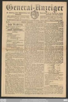 General-Anzeiger für Kemberg, Bad Schmiedeberg und Umgegend, Nr. 81 Kemberg, Donnerstag, den 4. September 1924.