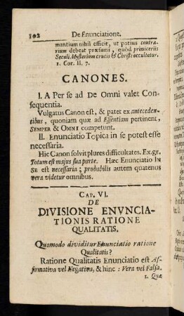 102-111, Caput VI: De Divisione Enunciationis Ratione Qualitatis, Caput VII: De Divisione Enunciatione Ratione Quantitatis