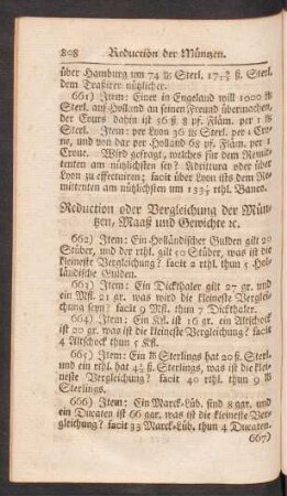 Reduction oder Vergleichung der Müntzen, Maaß und Gewichte [et]c.