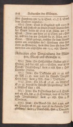 Reduction oder Vergleichung der Müntzen, Maaß und Gewichte [et]c.