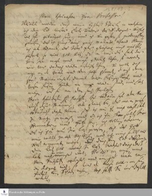 Brief von Franz Albert Schultz an Gotthilf August Francke.