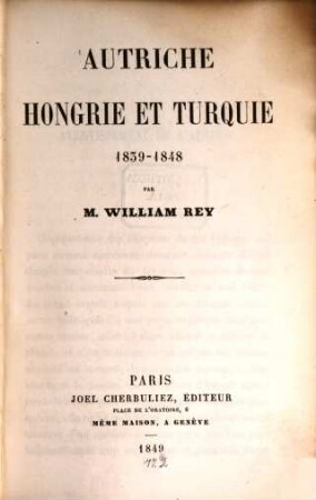 Autriche, Hongrie et Turquie 1839 - 1848
