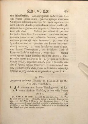 § VIII. Argumenta utriusque sententiae ex ECCLESIAE ROMANAE AUTHORITATE.