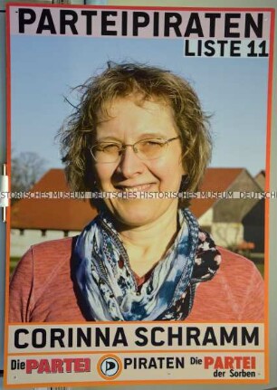 Plakat der Listenvereinigung "Die Parteipiraten" zur Kommunalwahl in Brandenburg am 26. Mai 2019