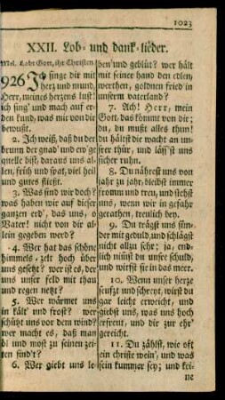 XXII. Lob- und dank-lieder