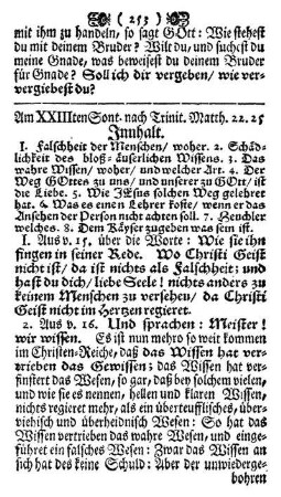 Am XXIII ten Sont. nach Trinit. Matth. 22.25