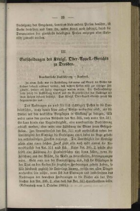 III. Entscheidungen des Königl. Ober-Appell.-Gerichts zu Dresden
