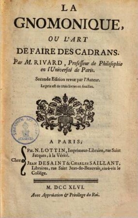 La Gnomonique, ou l'Art de faire des cadrans