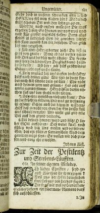 Zur Zeit der Pestilentz und Sterbens-Läufften.