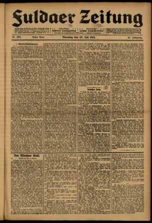 Erste Ausgabe vom Dienstag, den 29. Juli 1913.
