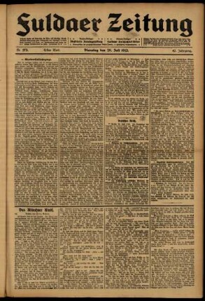 Erste Ausgabe vom Dienstag, den 29. Juli 1913.
