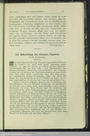 Zur Behandlung des Albumin-Papieres