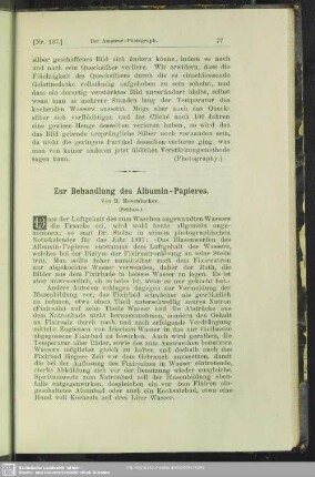 Zur Behandlung des Albumin-Papieres