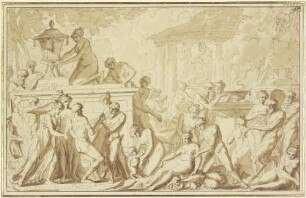 Bacchanal bei einem Tempel