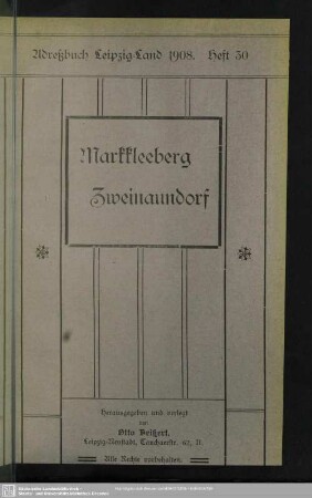 Heft 30. Markkleeberg. Zweinaundorf