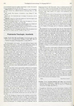 Praktische Theologie: Homiletik