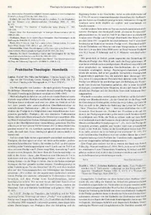 Praktische Theologie: Homiletik