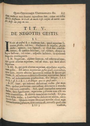 Tit. V. De Negotiis Gestis