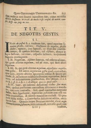 Tit. V. De Negotiis Gestis
