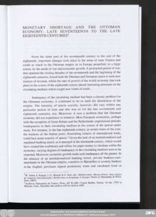Monetary Shortage And The Ottoman Economy: Late Seventeenth To The Late Eighteenth Centuries