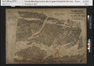 Lugauer Steinkohlenbauverein, Grubenriss vom Grundflöz, Westfeld, mit Nachbringungen