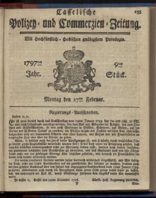 9tes Stueck, Montag den 27ten Februar 1797