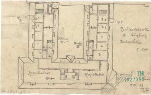 Fischer, Theodor; Würzburg, Münsterplatz; Sparkasse - Grundriss DG