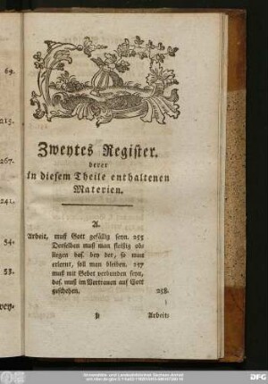 Zweytes Register. derer in diesem Theile enthaltenen Materien.