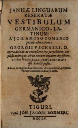 Ianuae linguarum reseratae vestibulum germanico-latinum