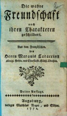 Die wahre Freundschaft nach ihren Charakteren geschildert