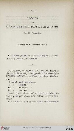2.Ser. 2.1881: Note sur l'enseignement supérieur au Japon