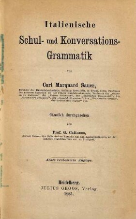 Italienische Schul- und Konversations-Grammatik