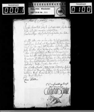 Weihnachts- und Neujahrsschreiben 1721 und 1721/1722