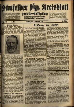 Zweite Ausgabe vom Dienstag, den 08. September 1931.