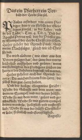 Das ein Pfarherr ein Vorbild der Herde sein sol.