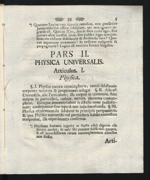 Pars II. Physica Universalis