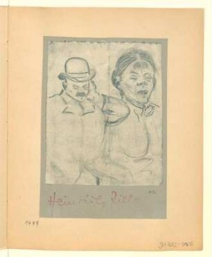 Mann mit Hand am Kopf, Frau mit Bluse